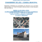 Conseil municipal du 16 juin 2026 : changement de lieu de réunion