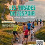 Affiche présentant les Virades de l’Espoir organisées le dimanche 27 septembre 2026. Les participants pourront prendre part à des trails de 7, 12 ou 19 km, des marches de 6 ou 14 km, une initiation au trail pour les enfants et des parcours cyclistes de 30 ou 50 km au départ de Réty.