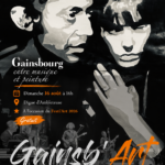 Affiche du spectacle Gainsb’Art, hommage à Serge Gainsbourg mêlant quatre musiciens et un artiste peintre réalisant des portraits en direct, dimanche 16 août 2026 à 16h sur la digue d’Ambleteuse.