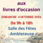 Affiche du 40e Marché aux livres d’occasion organisé le dimanche 4 octobre 2026 de 9h à 18h à la Salle des Fêtes d’Ambleteuse.