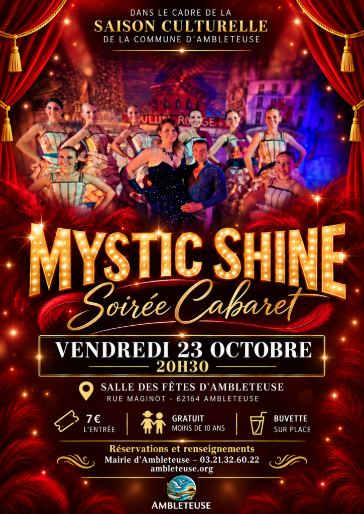 Affiche de la soirée cabaret Mystic Shine à Ambleteuse le 23 octobre 2026 à 20h30