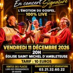 Affiche du concert Gospel United Signature à l'église Saint-Michel d'Ambleteuse, vendredi 11 décembre 2026 à 20h.
